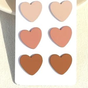 Heart stud earrings pack of 3